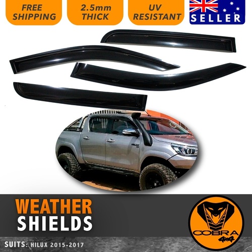 Weather Shield Guard Fit Hilux 2015 + Window Visor Protectors Injection Moulded