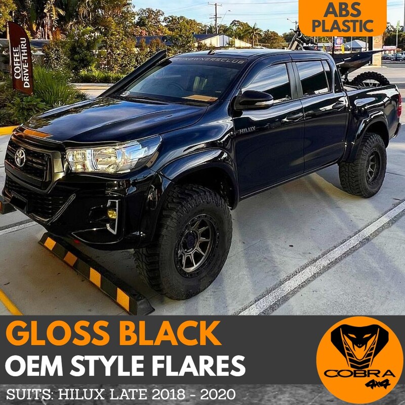 Gloss Black Flares suitable for Toyota Hilux SR5 SR TRD LATE - 2018 2019 2020