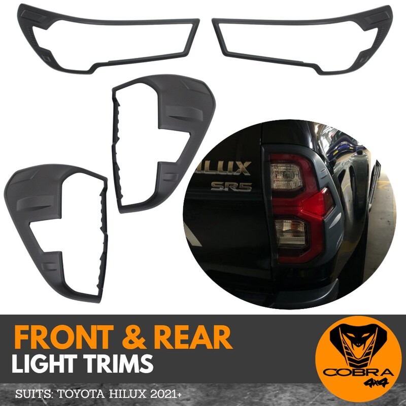 Matte Black Head Light And Tail Light Trim Covers Suitable For Hilux Late 2020 onwards