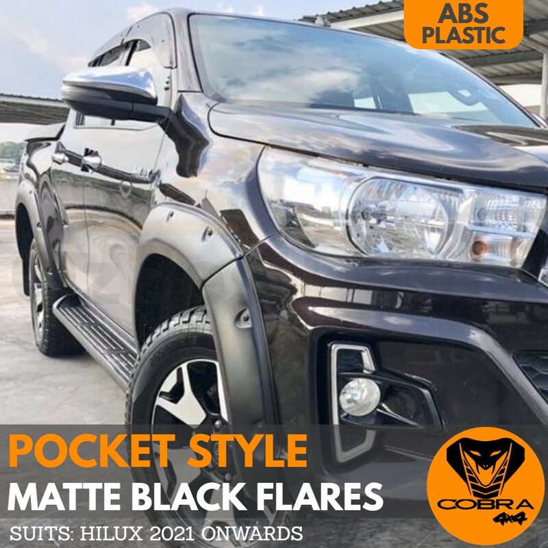 Cobra 4x4 Matte black Pocket style Flares suitable for Toyota Hilux SR5 SR TRD 2021 Onwards 