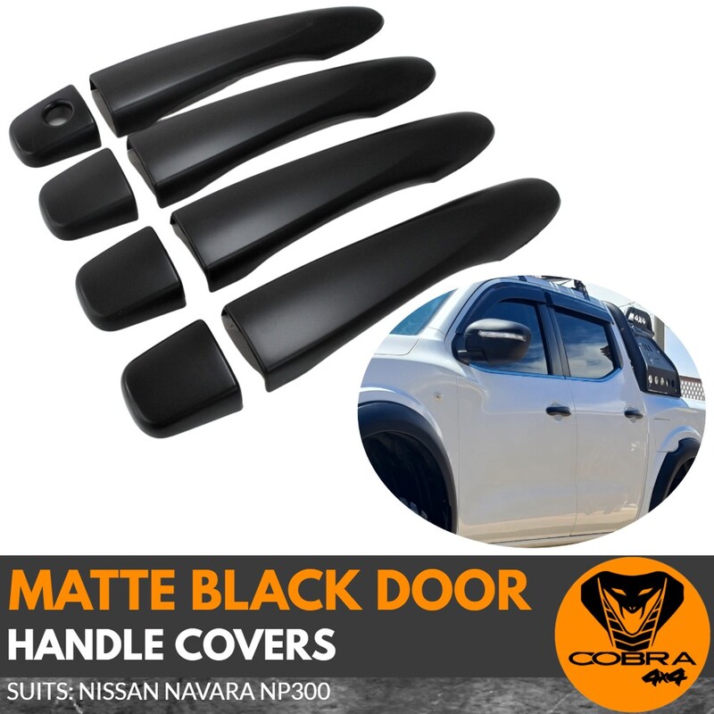 Matte Black Door Handle Covers  Fits Nissan Navara NP300  2015 - 2021 4WD