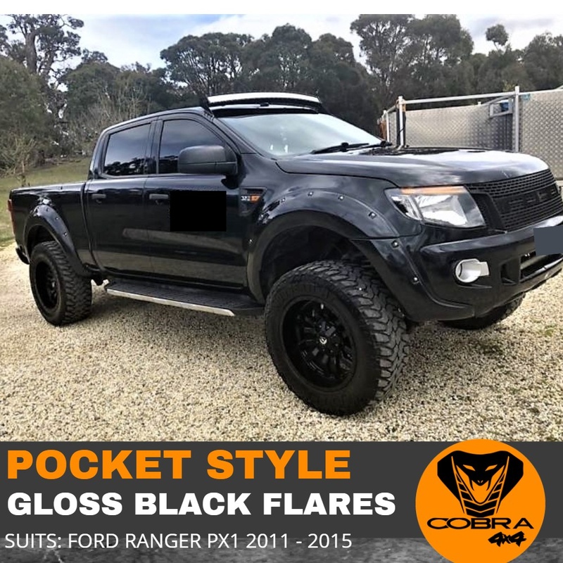 GLOSS BLACK Pocket Style Flares for Ford Ranger PX1 2011-2015