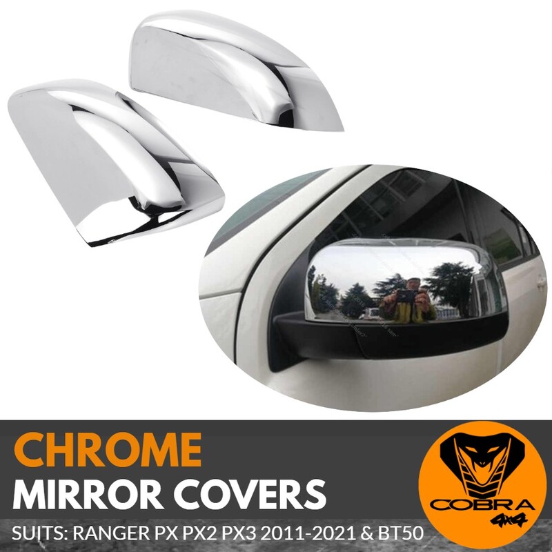Mirror Covers Without indicators Chrome FITS Ford Ranger PX1 PX2 PX3 XT XL XLS 2012 - 2021 BT50
