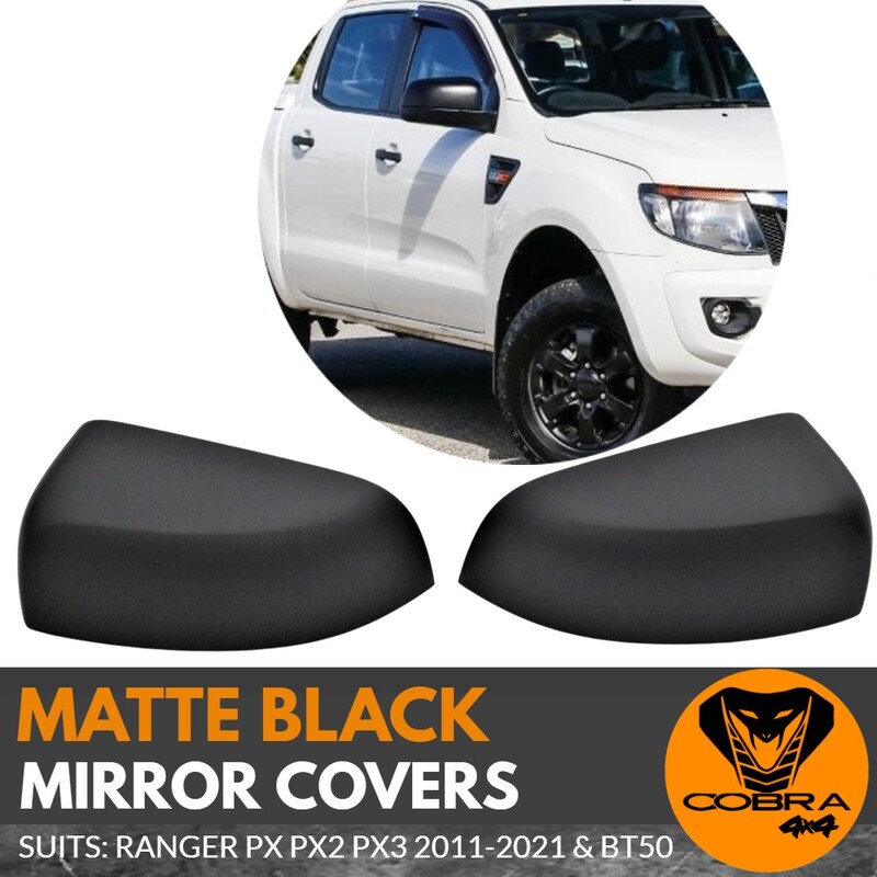 Mirror Covers Without Indicators Matte Black FITS Ford Ranger PX1 PX2 PX3 XT XL XLS 2012 - 2021 BT50