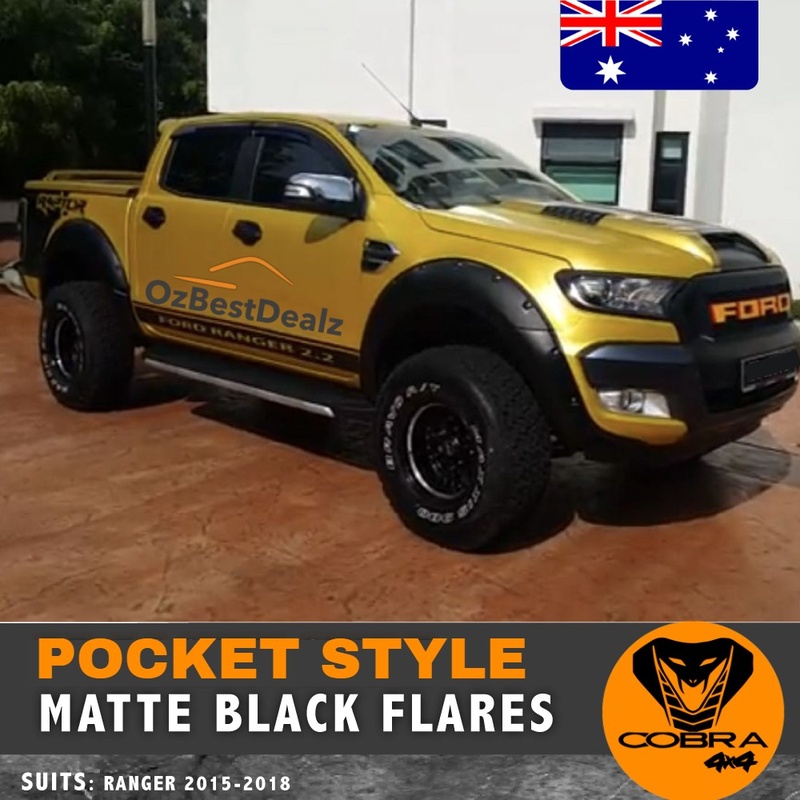Matte Black Pocket Style Flares for Ford Ranger PX2 2015-2018