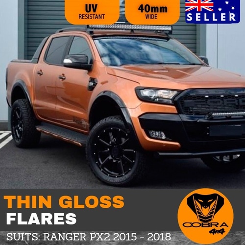 THIN GLOSS FLARES FITS FORD RANGER PX2 2015-2018