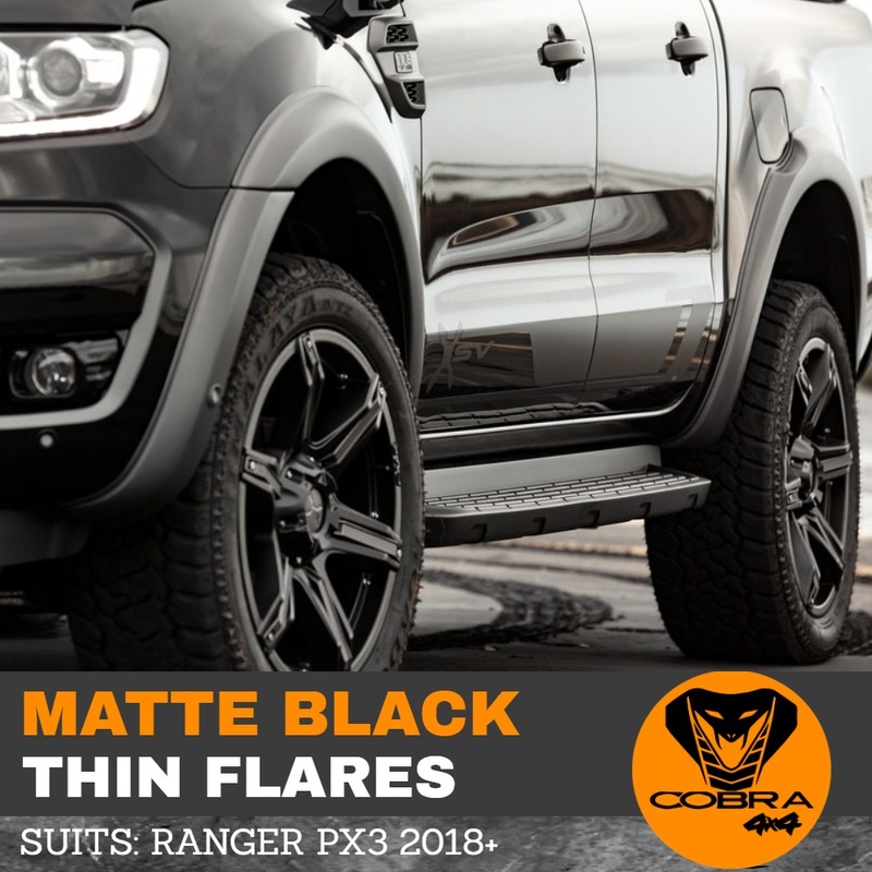 THIN FLARES FITS FORD RANGER PX3 2018+ MATTE BLACK SMOOTH