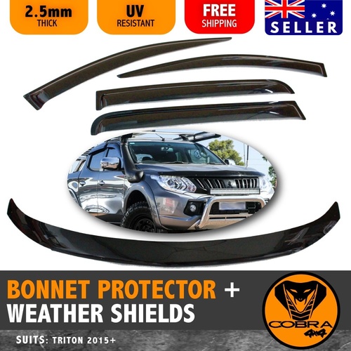 Bonnet Protector & Weather Shields SUIT Mitsubishi Triton 2015 2016 2017 2018