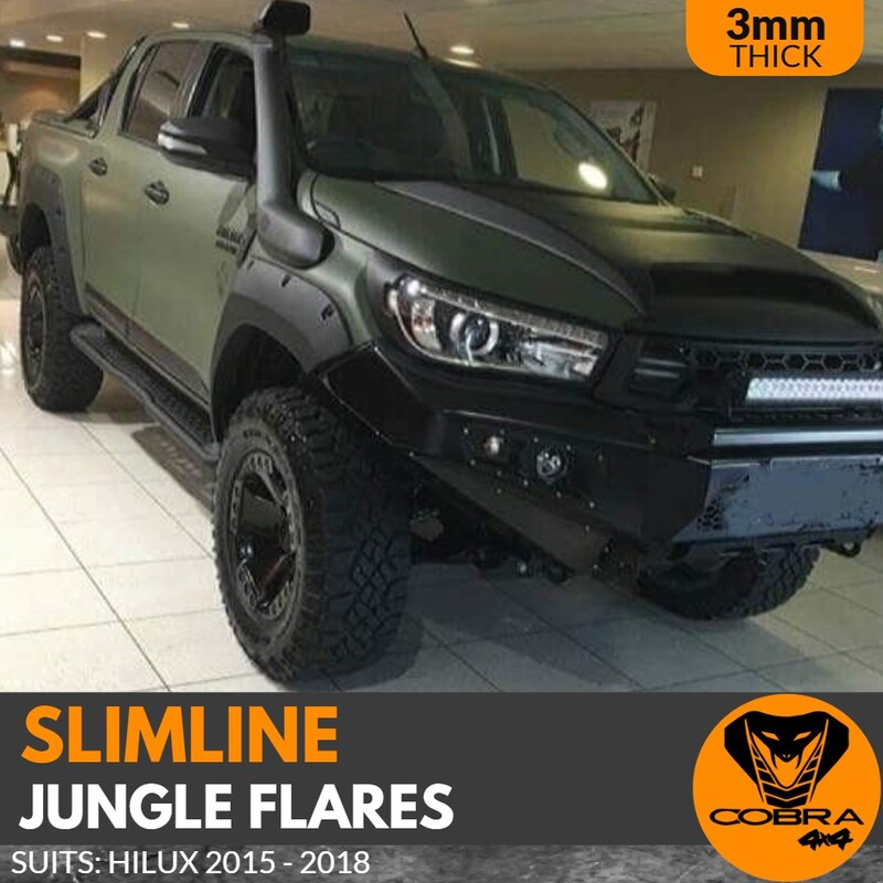 Slimline Textured Jungle Flares suitable for Toyota Hilux 2015 2016 2017 2018 2019 black