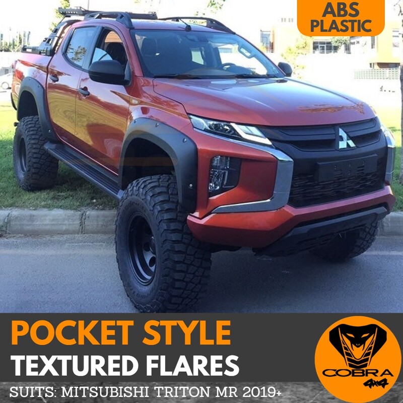 Pocket Style Textured Fender Flares Suits Mitsubishi Triton MR 2019 2020 with Adhesive Tape Jungle