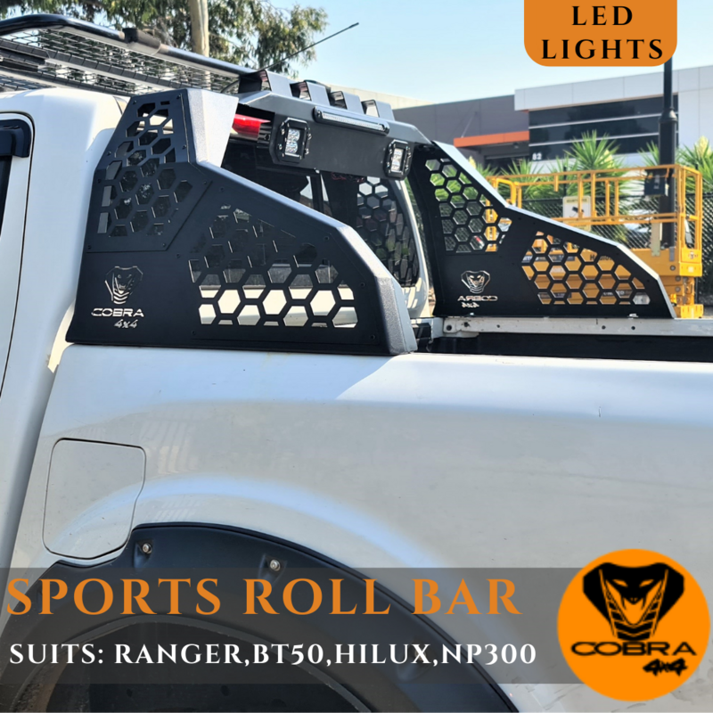 Cobra 4x4 Roll Sports Bar Role with LED Lights Suits Ranger Hilux BT50 Navara Triton Universal