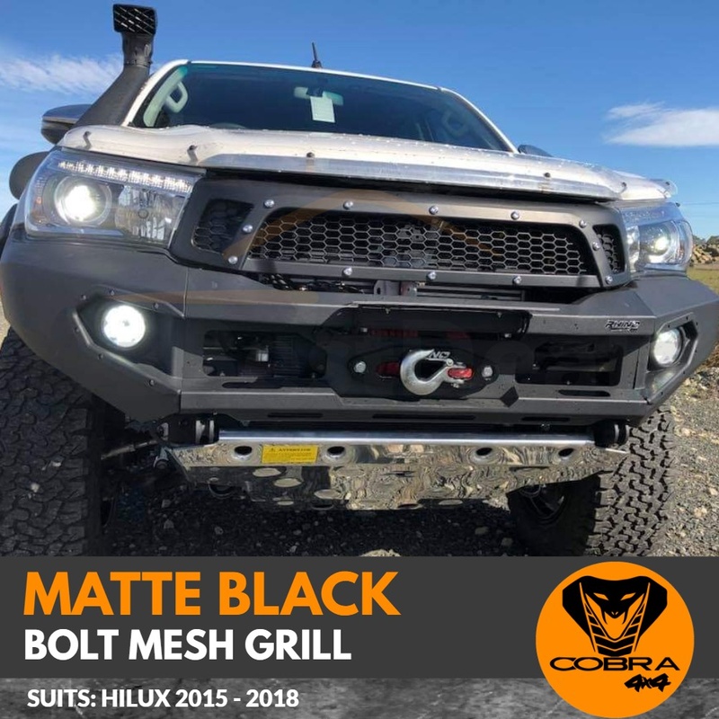 Matte Black Front Bolt Grill suitable for Toyota Hilux 2015 - 2018 SR SR5 TRD 