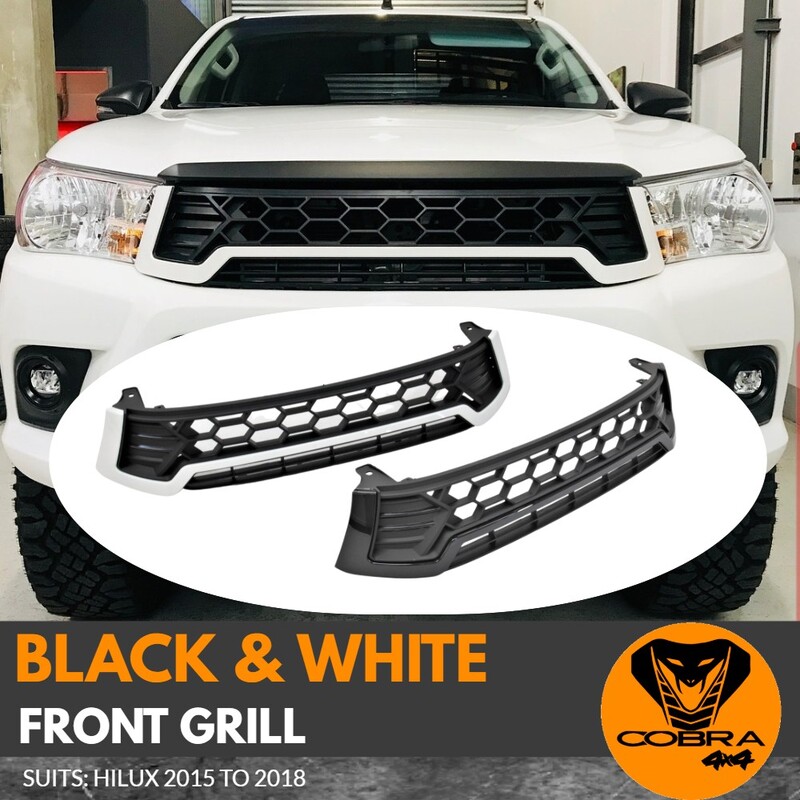 Cobra 4x4 Front Grill Suitable for Toyota Hilux 2015 - 2018 Black & White Mesh 