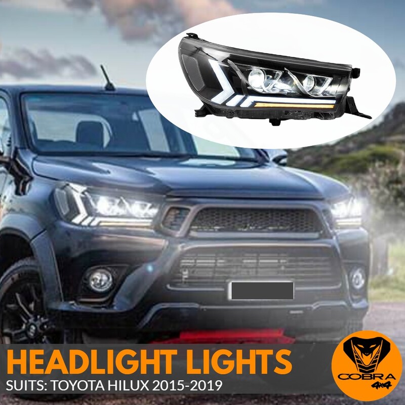 DRL LED Head Lights Lamp Suits Toyota Hilux 2015 - 2019 SR SR5 Projector Headlights Pair Front 