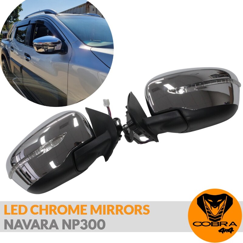 Chrome Electric Mirrors with LED indicators for Navara NP300 D23 2015 - 2020