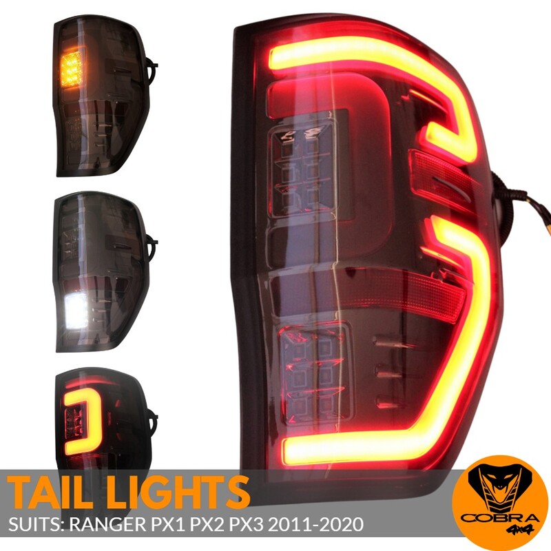 Smoked Black Tail Lights LED for Ford Ranger PX1 PX2 PX3 2011 - 2020 Taillights Pair V1