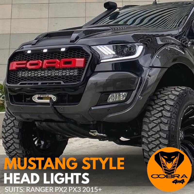 Front Head Lights Projector Lamp Led for Ford Ranger PX2 2015 - 2018  Everest 2015+ Mustang Style Headlights Pair 