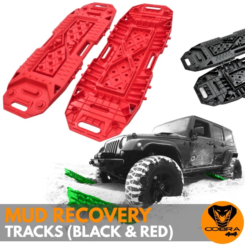 Cobra 4x4 Recovery Mud Tracks / Sand Tracks / Snow Tracks 4WD Off Road 2pcs Set Red Black