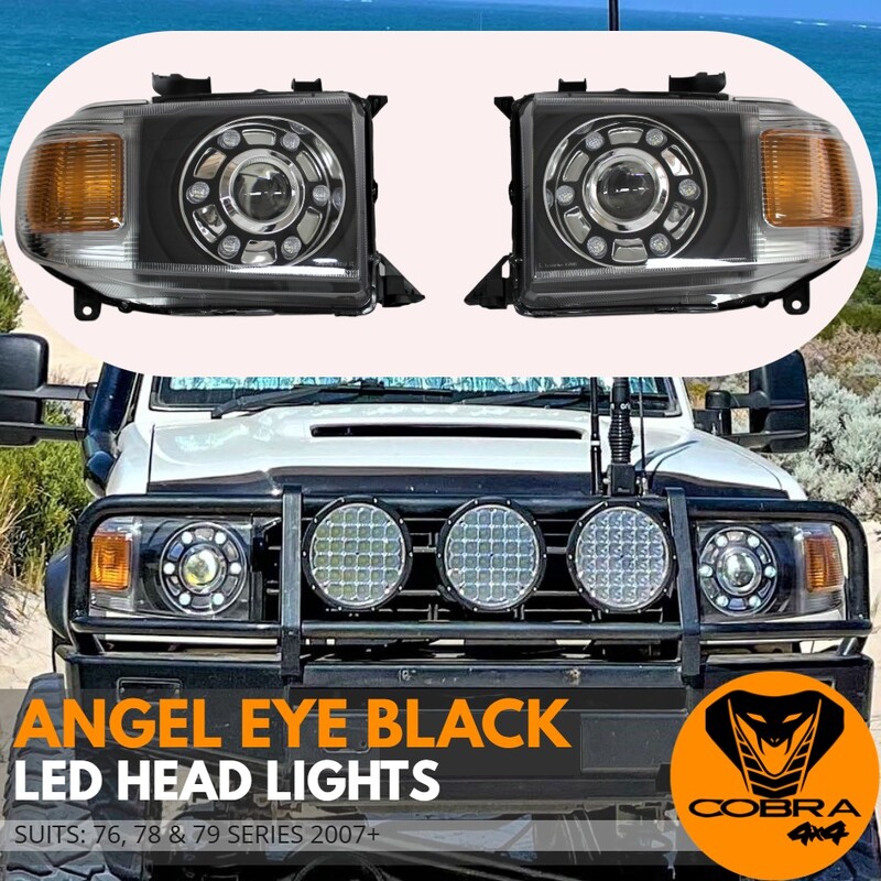 Angel Eye Halo LED DRL Head Lights Lamp Suits Toyota Landcruiser VDJ79 V8 70 76 78 79 2007+ Headlights