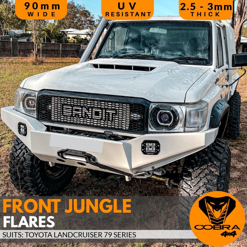 Front Jungle Flares Suit Landcruiser 79 Series 90mm wide 2.5 - 3mm Thick Textured black