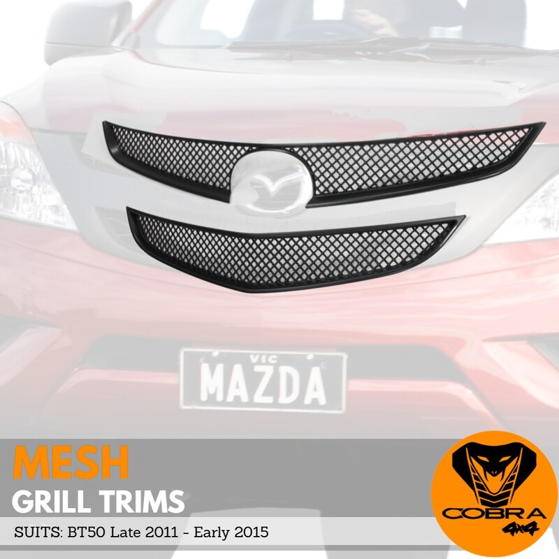 Front Mesh Grill Cover Fits Mazda BT50 Late 2011 - Early 2015 Matte Black Grille