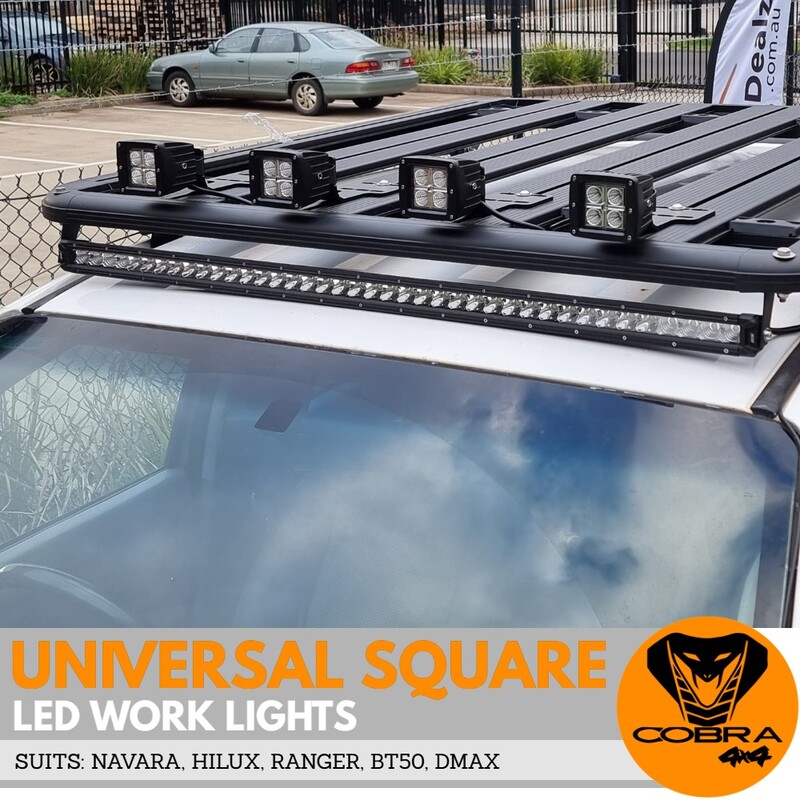 Universal Square LED Work Lights Flat Roof Rack Cage Mounting Brackets 
