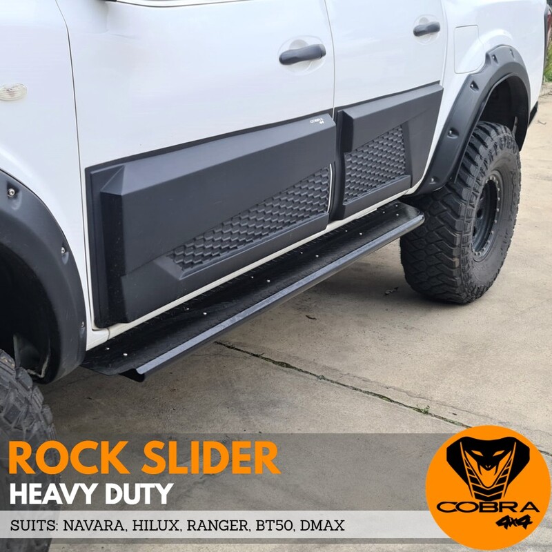 Heavy Duty Cobra 4x4 Rock Sliders fits Ranger Hilux Navara Dmax Universal Side Steps Black Steel 