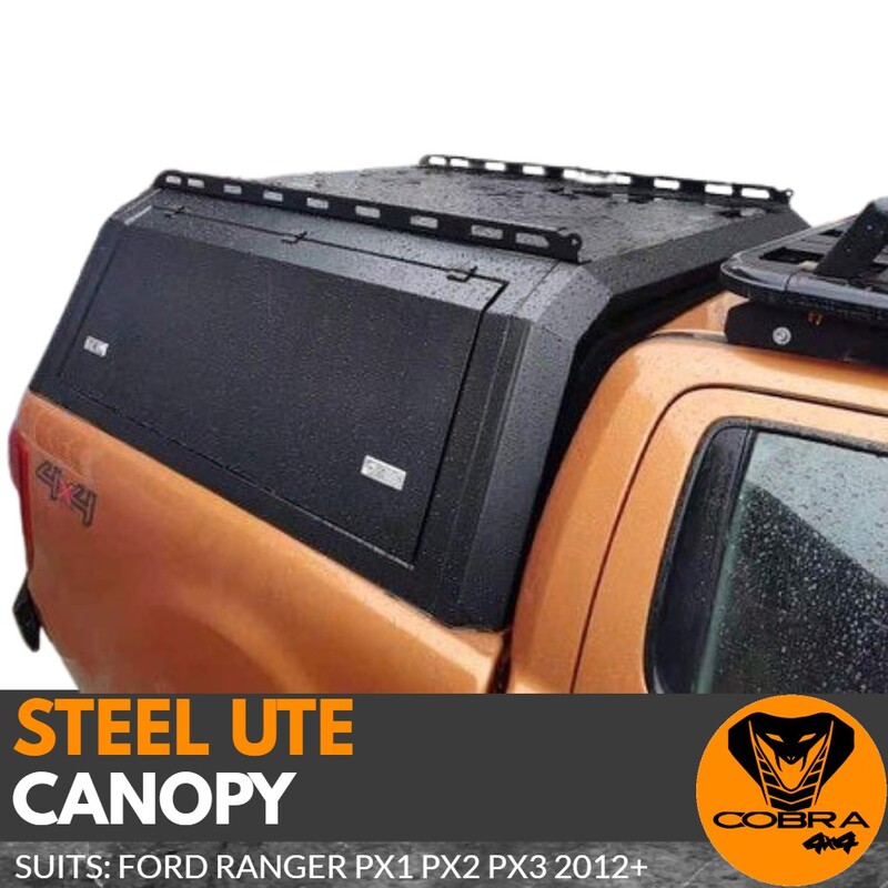 Cobra 4X4 Heavy Duty Steel UTE Tub Canopy fits Ford Ranger PX PX2 PX3 2012 - 2021 Tradie Black BT50