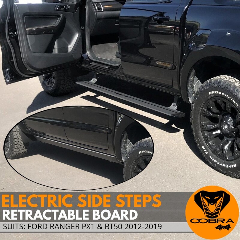 Heavy Duty Cobra Electric Retractable Side Step Steps Board fits Ranger PX1 2011 - 2014 & BT50 2012-2019