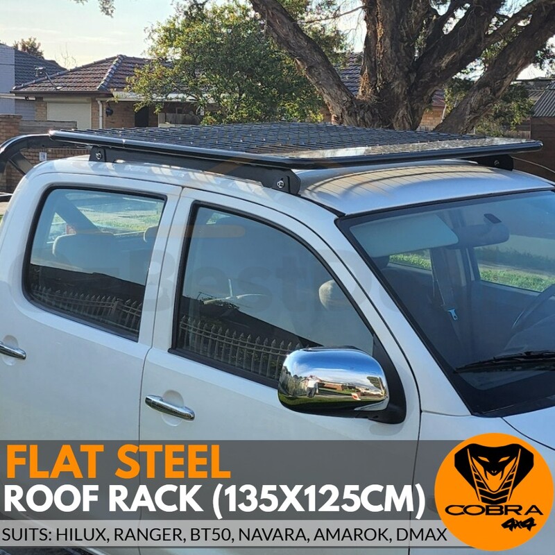 Universal 135CM Flat Roof Rack Black Powder Coated Steel Rack